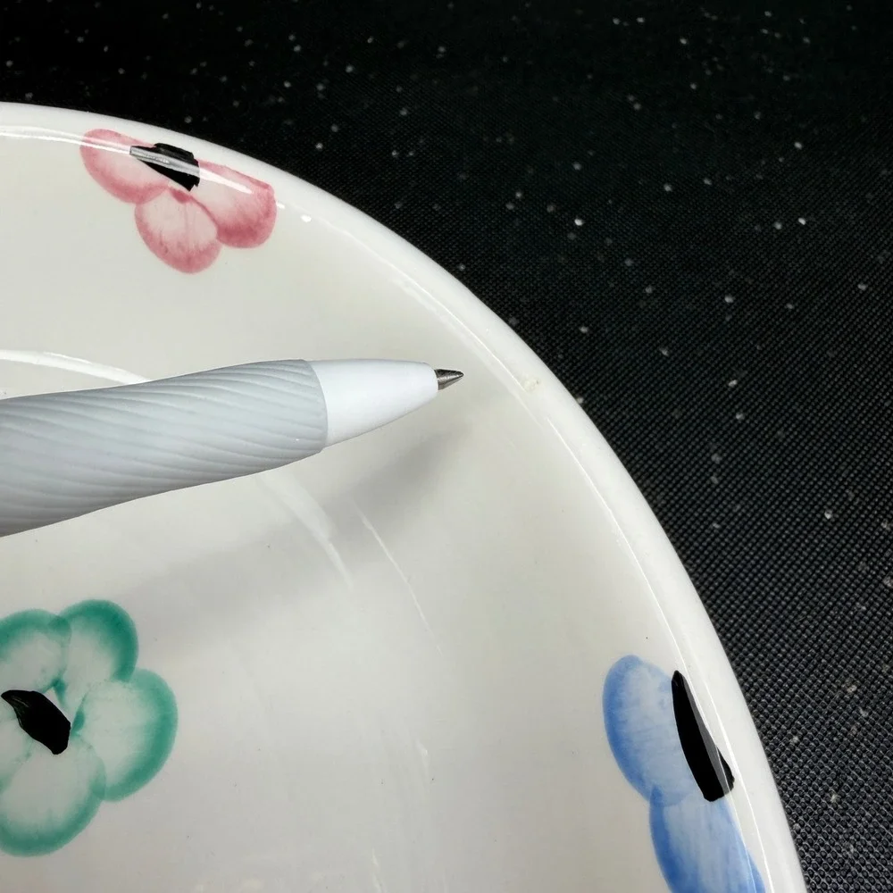 Pier 1 Imports Hand Painted Italy Floral Pasta Bowls Set of 4 White Blue Pink